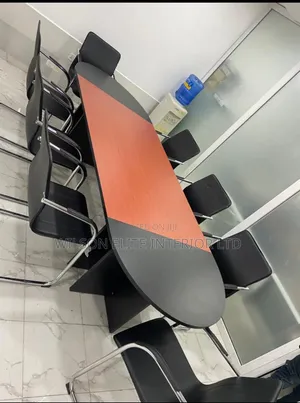 8 Seaters Conference Table With 8 Full Leather Office Chair (As Seen)