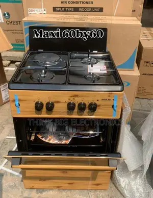 Maxi 3 Gas + 1 Electric Standing Gas Cooker With Oven — Wood Finish