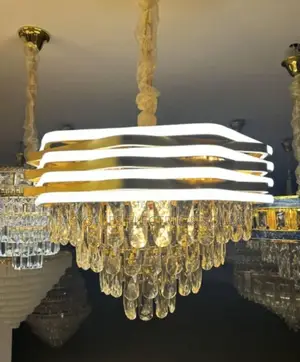 Modern Golden and Black Crystal Chandelier
