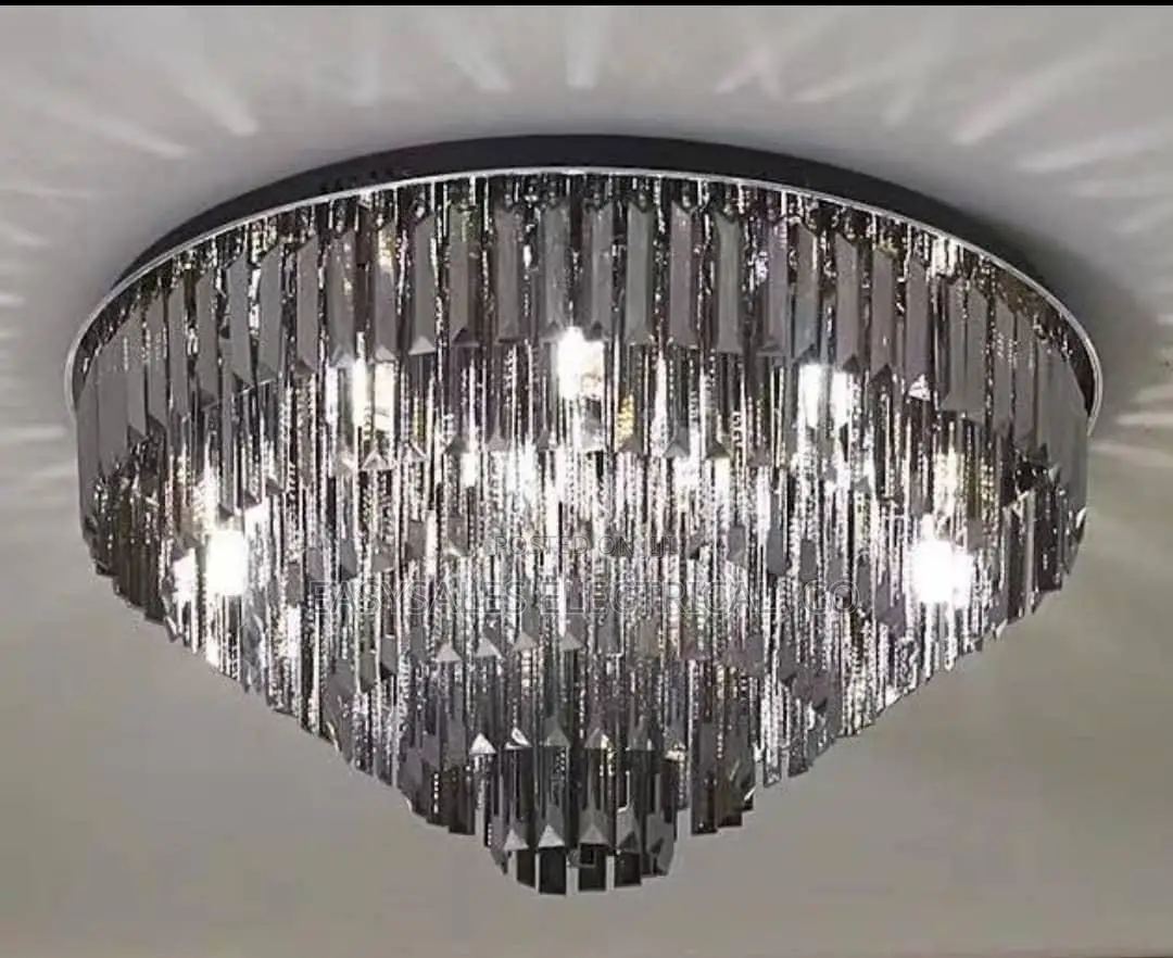 Smoky Gray Crystal Ceiling Light