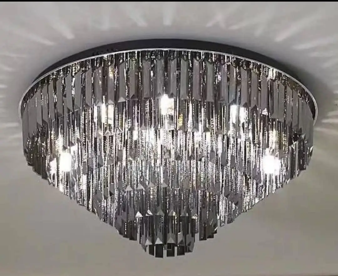 Smoky Gray Crystal Ceiling Light