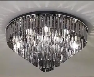 Smoky Gray Crystal Ceiling Light