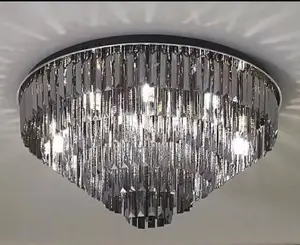 Smoky Gray Crystal Ceiling Light