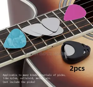 2pcs Black Plastic Guitar Pick Holder With Adhesive Backing Easy Paste