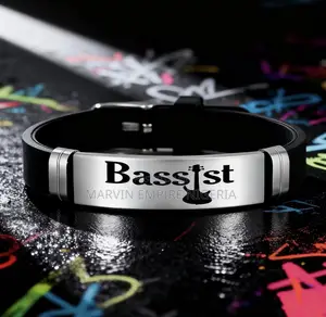 Bassist Designed 202 Stainless Steel Silicone Bracelet for Bassist