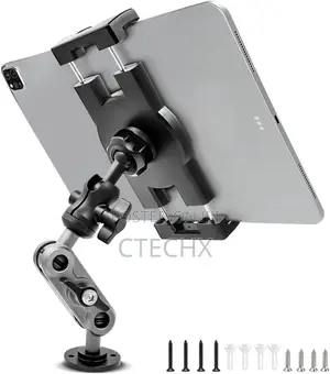 Heavy Duty Drill Base Tablet Holder Car Mount, 360° Adjustable 2-Stage