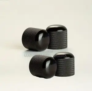 4pcs Set of Black Metal Guitar Control Knobs, Volume Bass Dome Knobs