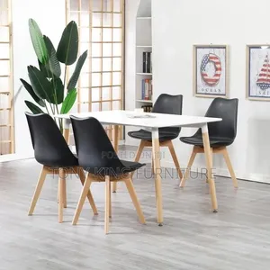 Wooden Dining Table Set With 4- Padded Leather Chair