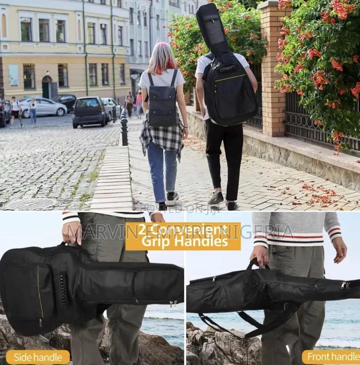 Acoustic Guitar Bag With Padding, Adjustable Shoulder Straps, Gig Bag