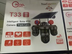 3-PTZ 3-Lens 4G LTE Solar CCTV Camera – Auto Tracking, 360° Rotation
