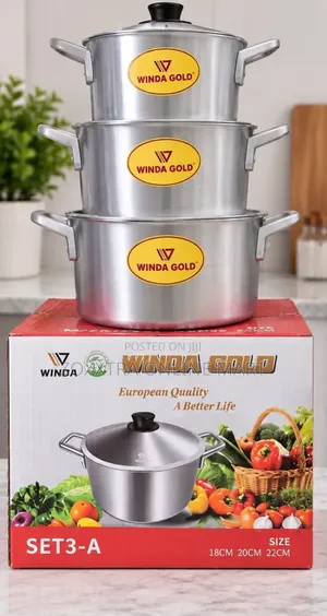 Winda Gold 3-Piece Cooking Pot Set (S)