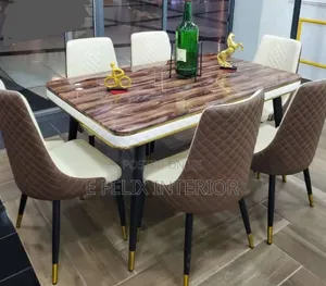 1+6 Brown Color Marble Dinning Set