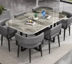 1+6 Grey Color Stone Marble Dinning