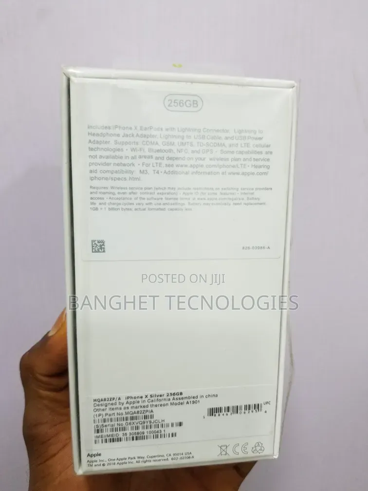 New Apple iPhone X 256 GB Silver