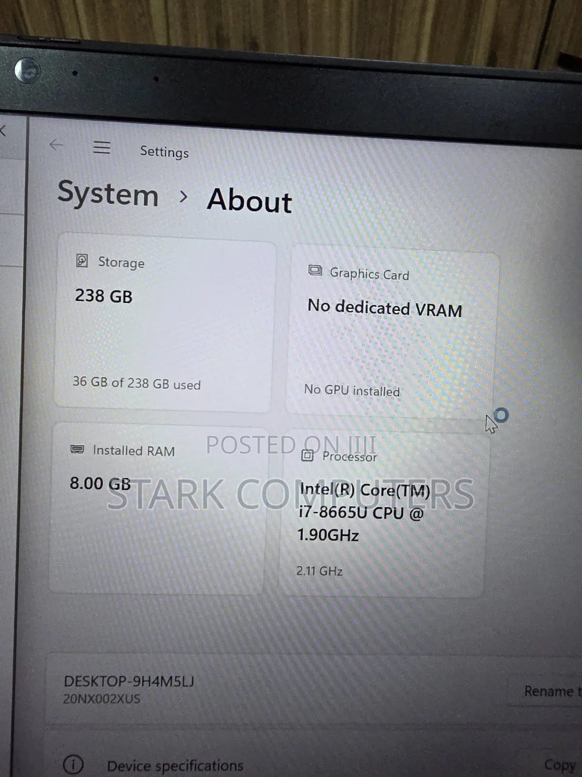 Laptop Lenovo ThinkPad T490s 8GB Intel Core i7 SSD 256GB