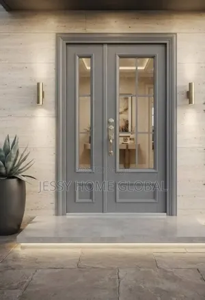 4ft by 7ft French Glass Door Grey 07