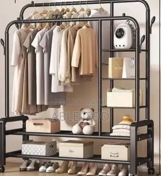 Strong Double Pole Clothes Rack
