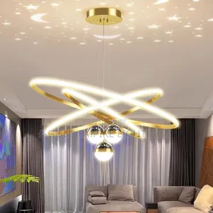 Luxury Gold Modern LED Chandelier – Stylish Ring Pendant Ceiling Light