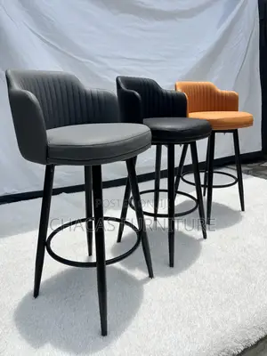 Luxury Leather Bar Stools - Swivel 4-Leg Kitchen Island Chairs