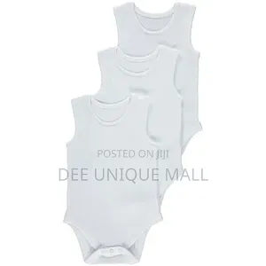 3 Pack of Sleeveless Baby Bodysuits- White