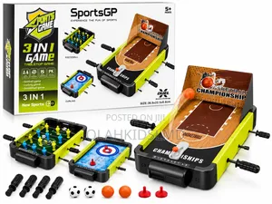 SportsGP 3 in 1 Tabletop Game – Foosball, Curling Basketball (Ages 5