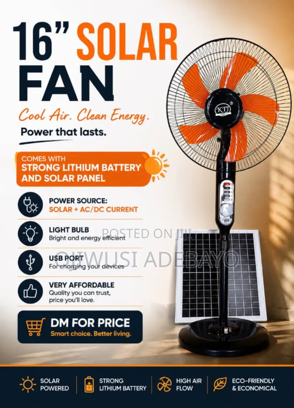 Solar Rechargeable Fan