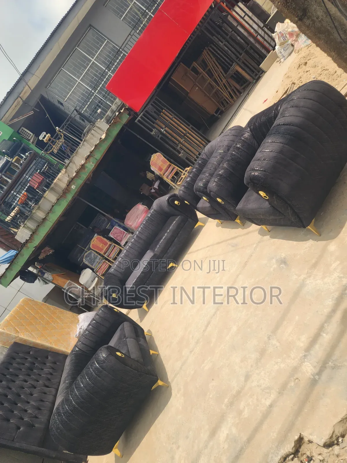 Set of Sitting Room Padded Sofa Couch