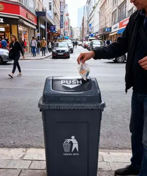 Push Trash Box With Lid - Office / Outdoor Waste Bin