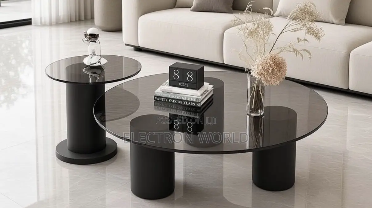 2-in-1 Round Glass Top Centre Table .