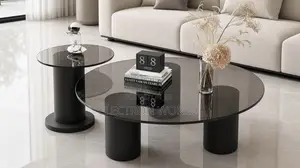 2-in-1 Round Glass Top Centre Table .