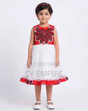 4T Ankara White Tulle Mix Dress