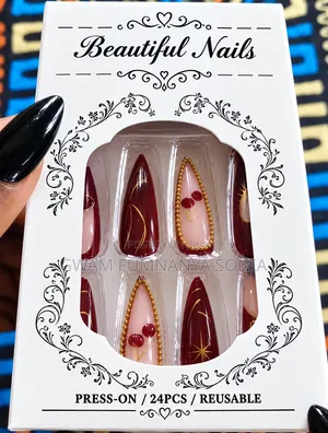 Luxury Wine Red Cherry 24pcs Press-Ons / Reusable /Fumson Luxy Asaba