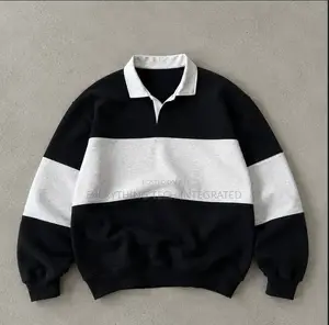 Quality Oversized Grey-Mixed Polo Sweatshirt