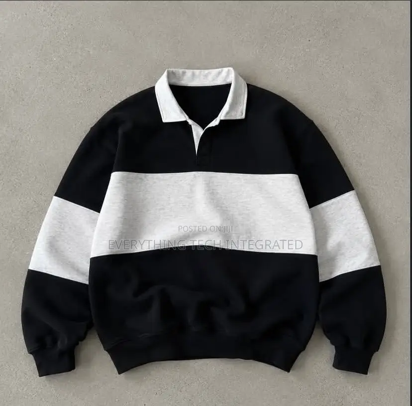 Quality Oversized Grey-Mixed Polo Sweatshirt