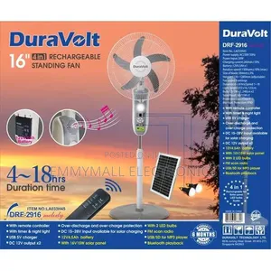 4in1 Rechargeable Fan With Bluetooth, Panel and Light
