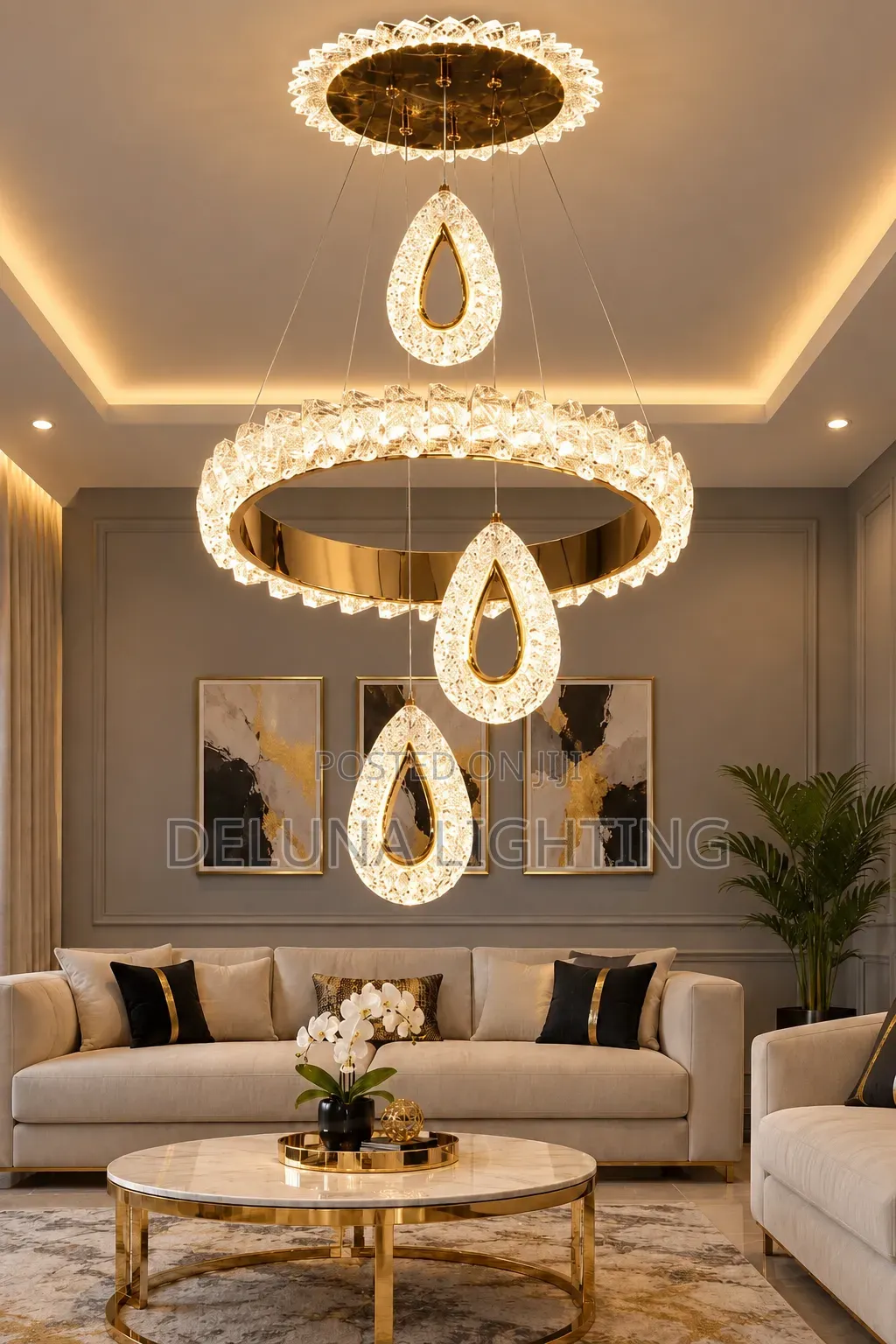 New Modern 3 Color Display Drop Chandelier Led Light