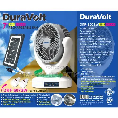 7inches Solar Fan With Bulb, Panel