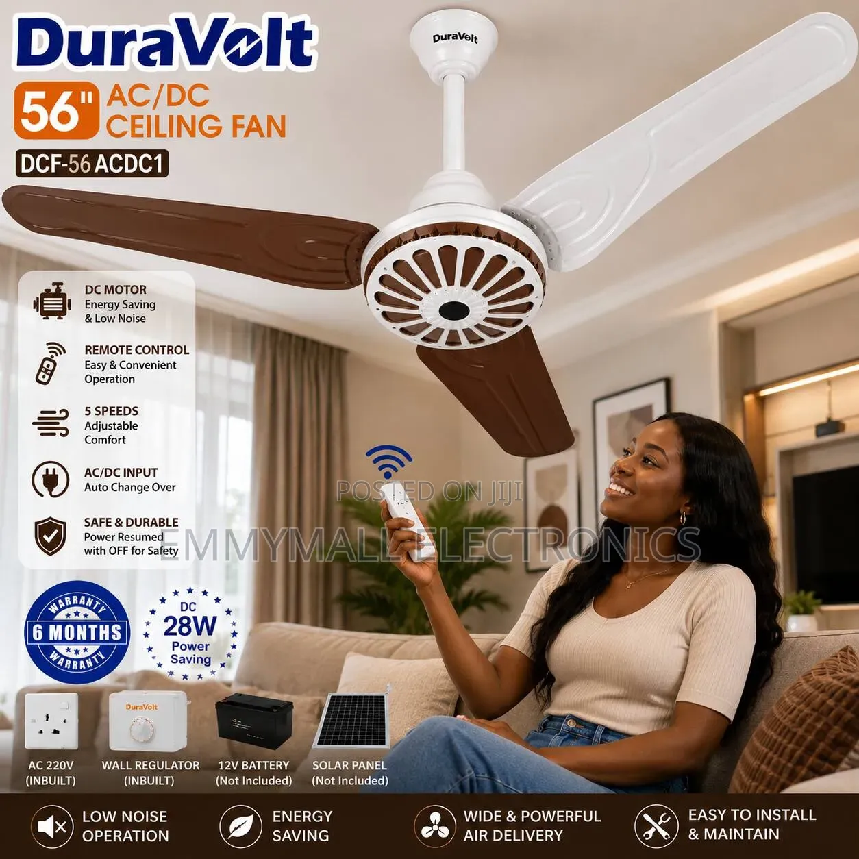 56inches Solar ACDC Ceiling Fan