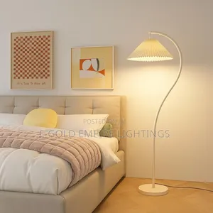 ModernCurved Floor Lamp | Luxury Pleated Shade | Elegant Standing Lamp