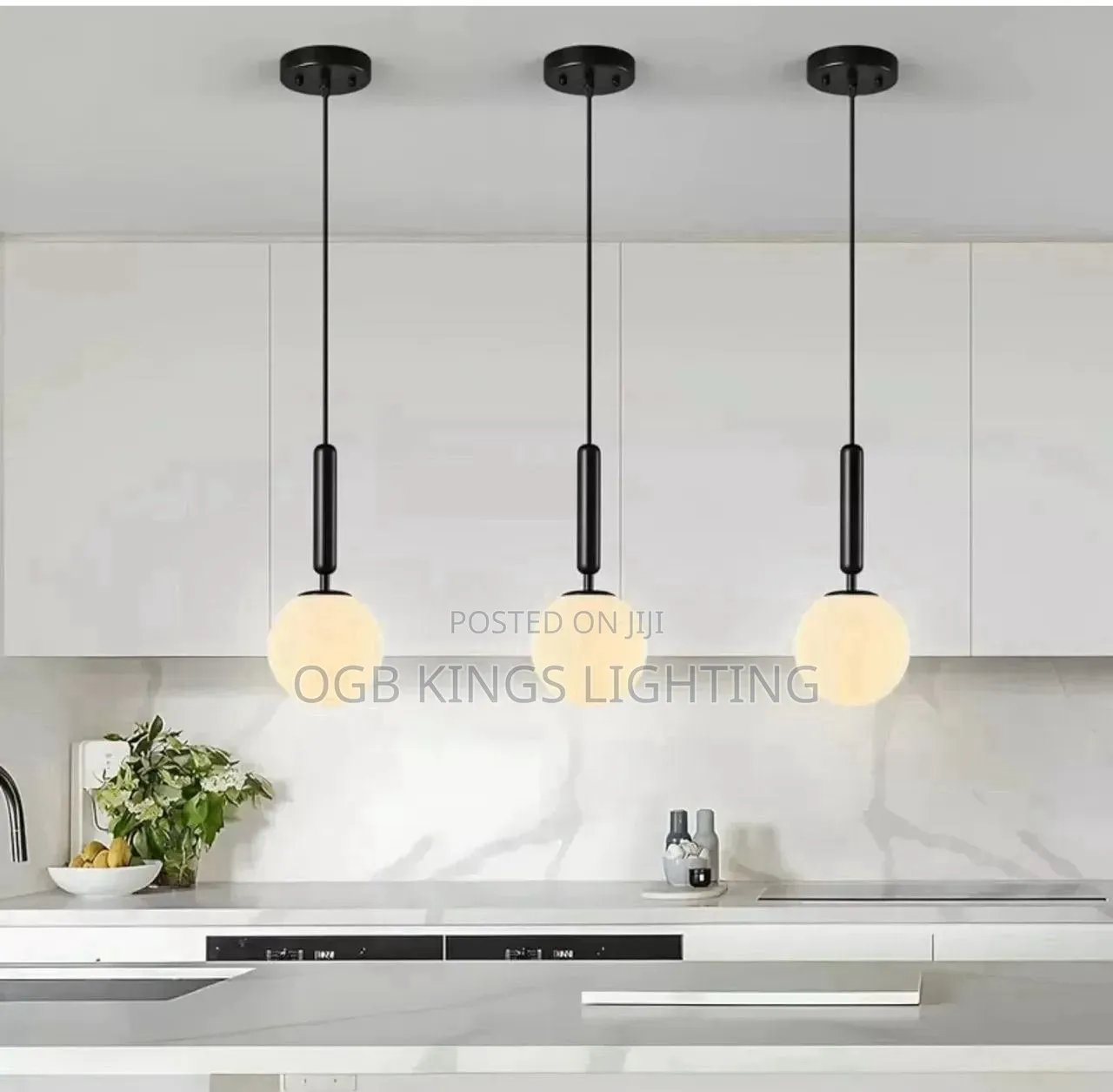 Black Single Pendant Glass Lamp for Kitchen Table Light