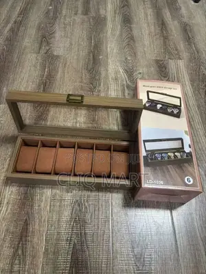 6 Slot Wood Grain Watch Box – Storage Case for Watches and Jewelry