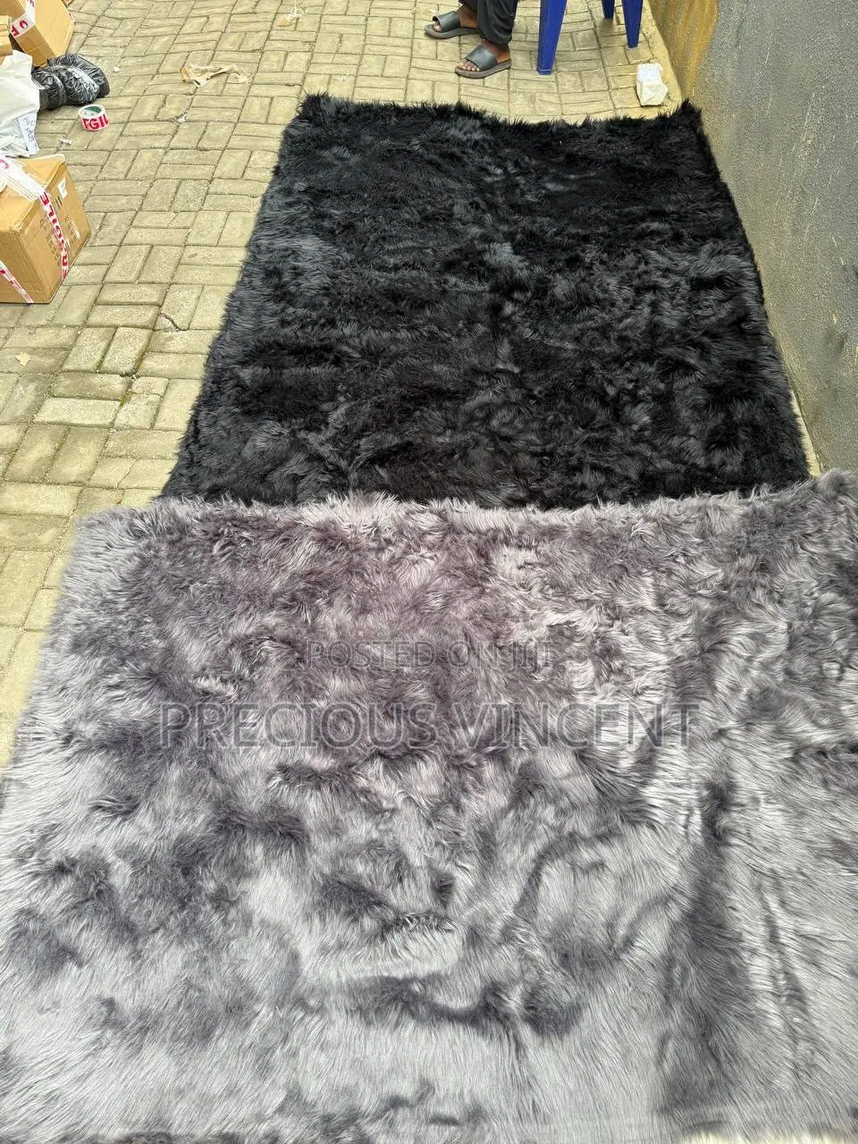 Gray Quality Fluffy Rug 5ftx7ft