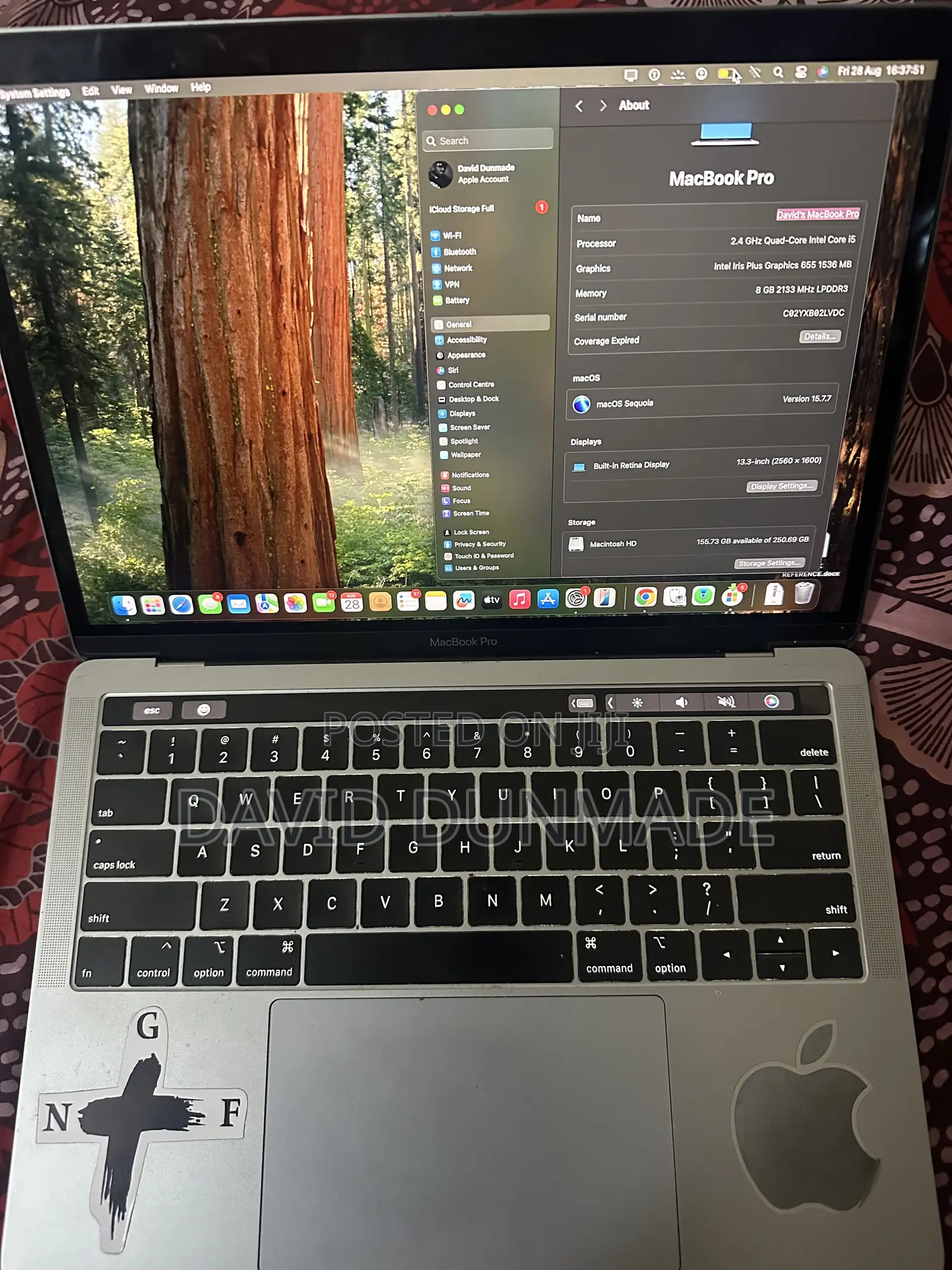 Laptop Apple MacBook Pro 2019 8GB Intel Core i5 SSD 256GB