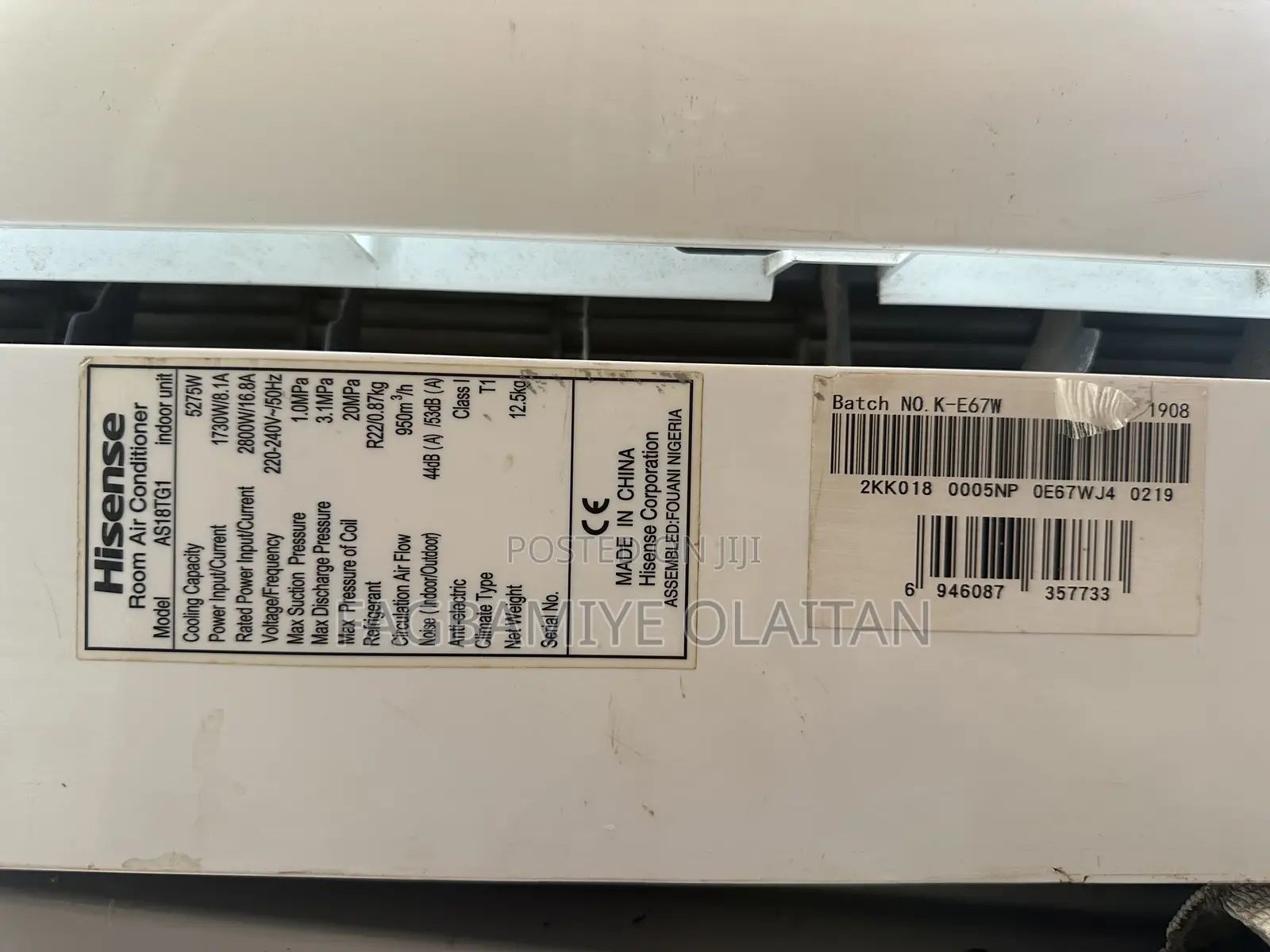 2hp Hisense Split Air Condition Tokunbo