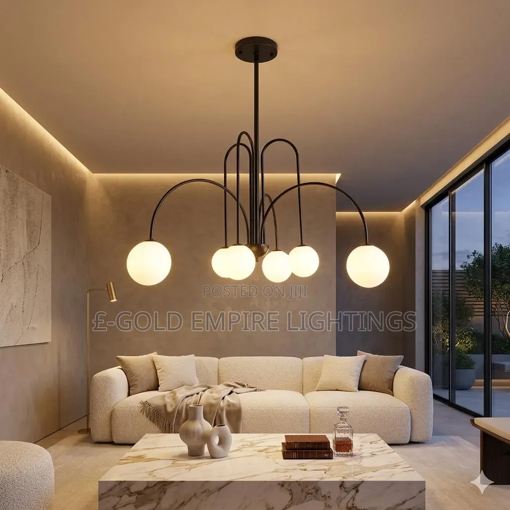 BlackGlobeChandelier |6-Light Pendant Ceiling Lamp | LivingRoom Light