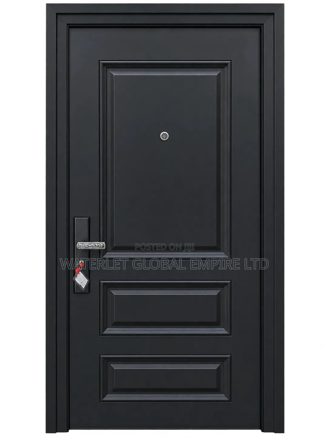 Black 3-Panel Security Entrance Door