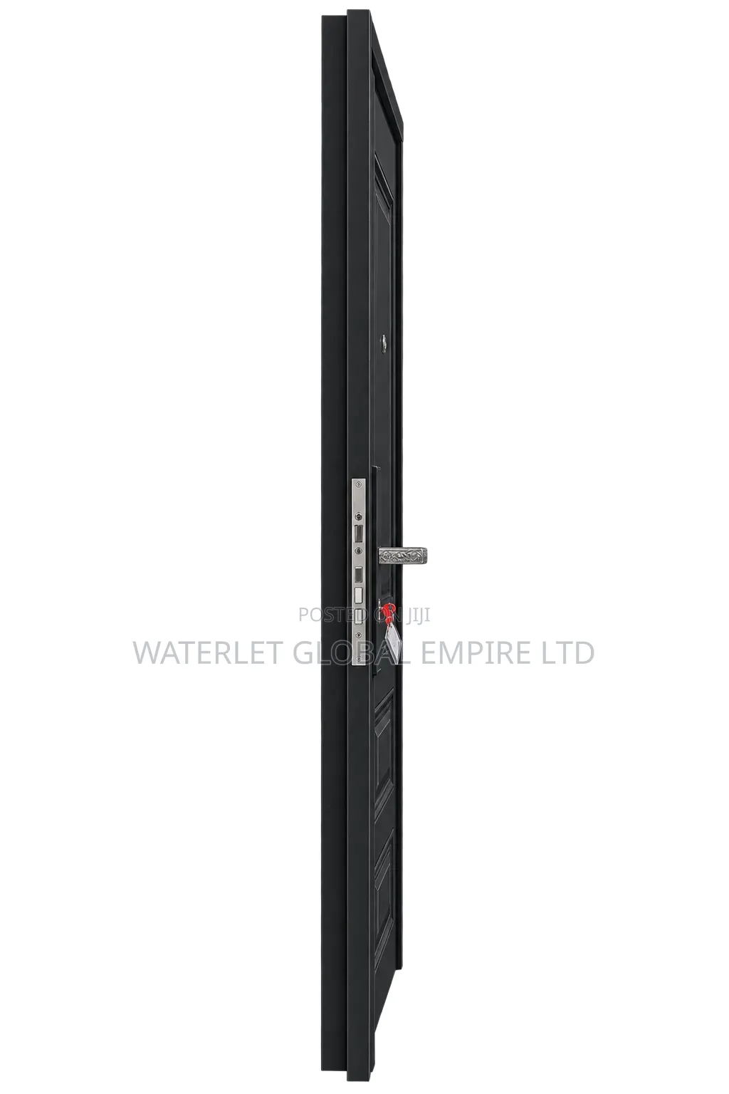 Black 3-Panel Security Entrance Door