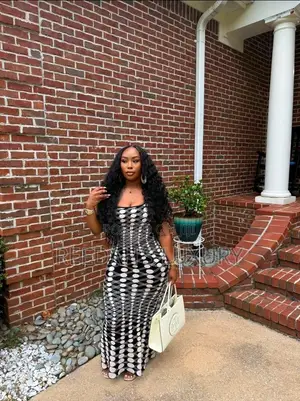 Geometric Dot Bodycon Maxi Dress