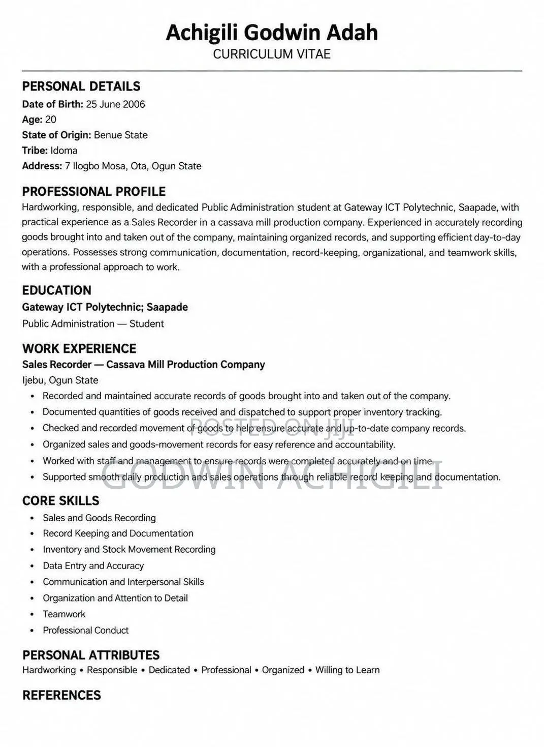 Manufacturing CV
