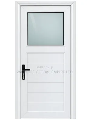 German White Interior Door With Frosted Glass Black Handle